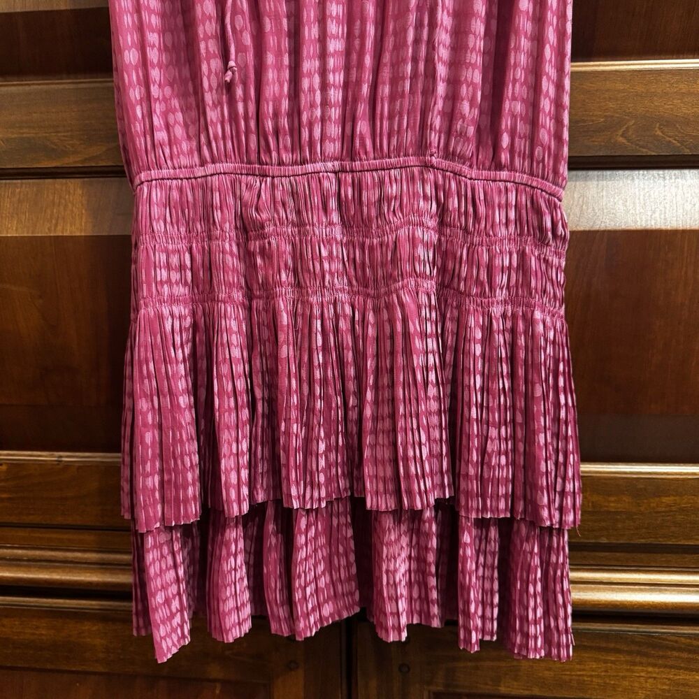 CURRENT AIR Anthropologie Maude Smocked Raspberry Mini Dress Size Small - Picture 7 of 14